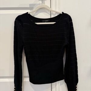 INTERMIX Black Textured Knit Top